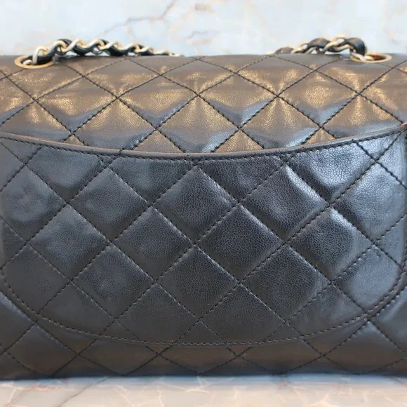 Authentic CHANEL double flap two color hardware Paris lambskin classic bag - Picture 12 of 16